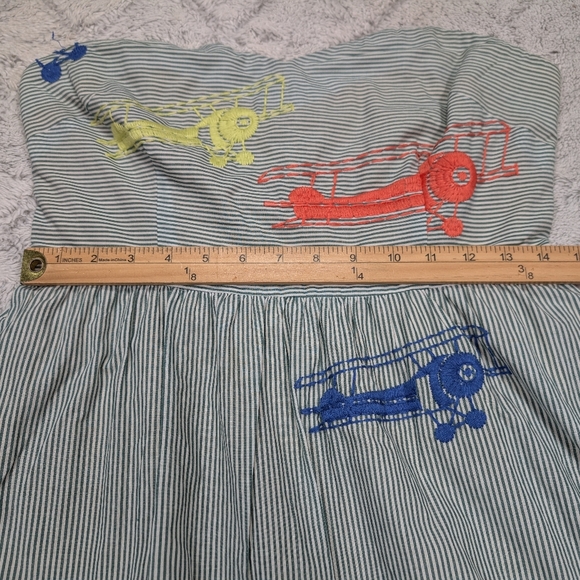 Moulinette Soeurs Dress Womens 10 Blue Stripe Airplane Embroidered Festival Fair - Picture 6 of 11